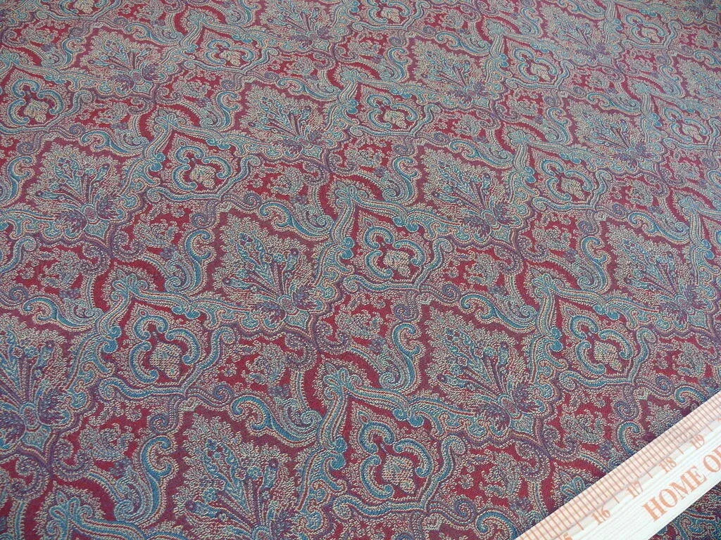 Amulya Ruby Red Green Scalamandre Renaissance Medallion Indian Arab Damask MSRP USD 248/Y
