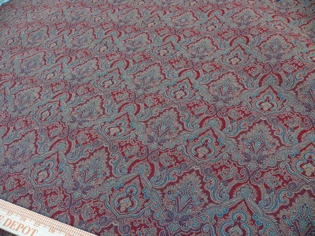Amulya Ruby Red Green Scalamandre Renaissance Medallion Indian Arab Damask MSRP USD 248/Y