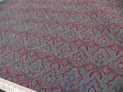 Amulya Ruby Red Green Scalamandre Renaissance Medallion Indian Arab Damask MSRP USD 248/Y