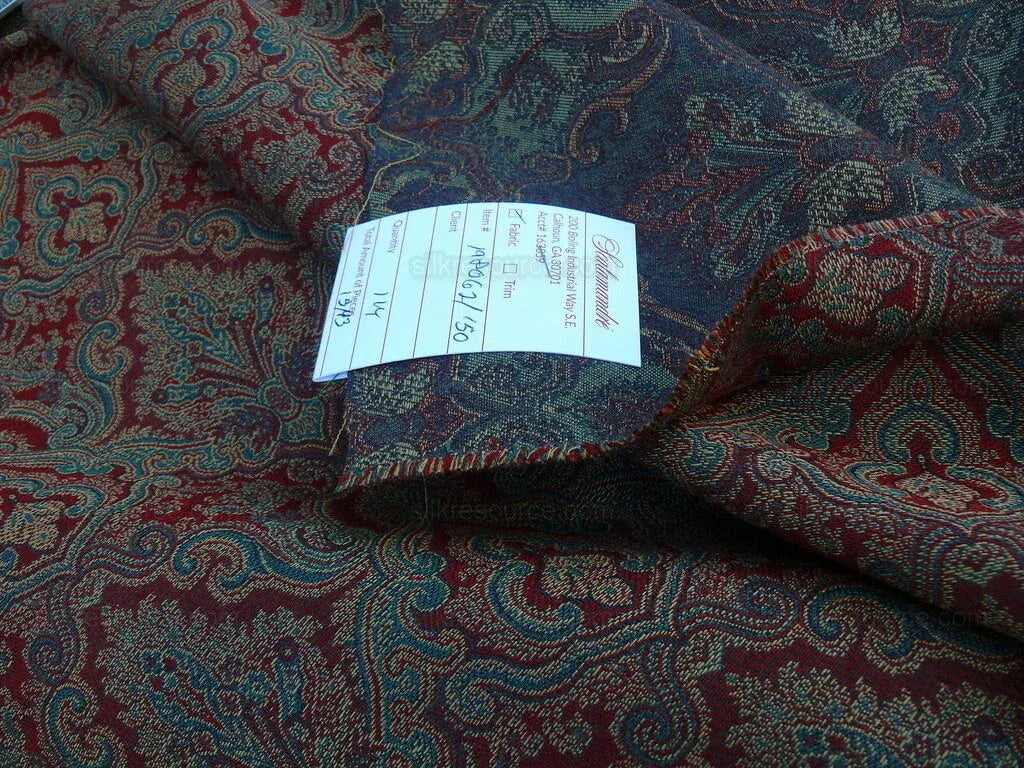 Amulya Ruby Red Green Scalamandre Renaissance Medallion Indian Arab Damask MSRP USD 248/Y