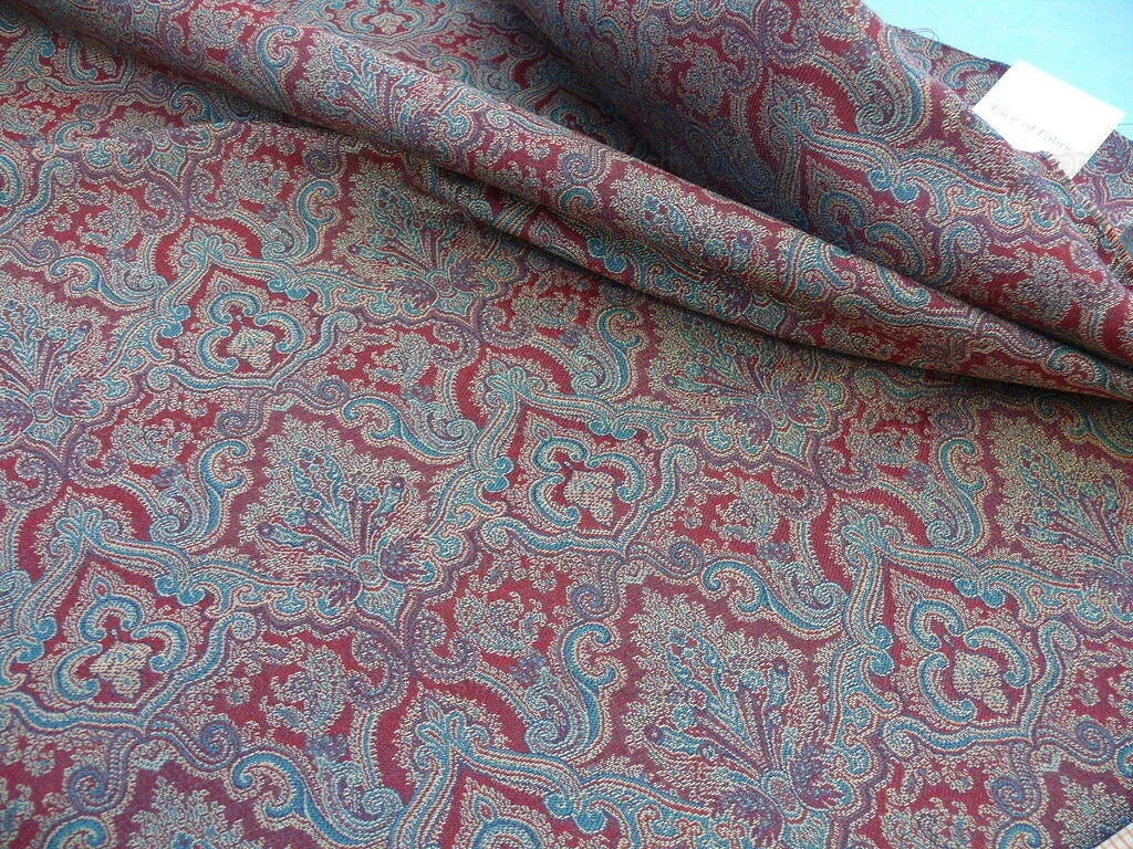 Amulya Ruby Red Green Scalamandre Renaissance Medallion Indian Arab Damask MSRP USD 248/Y