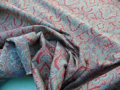 Amulya Ruby Red Green Scalamandre Renaissance Medallion Indian Arab Damask MSRP USD 248/Y