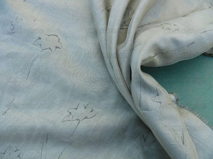 Scalamandre Grey Watkins Orissa Semi Sheer Platinum Silver Silk Double Organza Damask Tulip Wildflower MSRP USD 212/Y