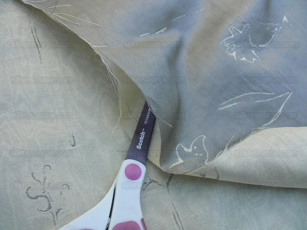 Scalamandre Grey Watkins Orissa Semi Sheer Platinum Silver Silk Double Organza Damask Tulip Wildflower MSRP USD 212/Y