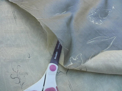 Scalamandre Grey Watkins Orissa Semi Sheer Platinum Silver Silk Double Organza Damask Tulip Wildflower MSRP USD 212/Y