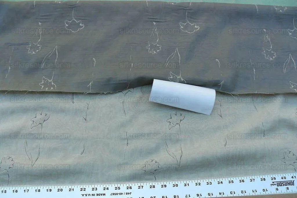 Scalamandre Grey Watkins Orissa Semi Sheer Platinum Silver Silk Double Organza Damask Tulip Wildflower MSRP USD 212/Y