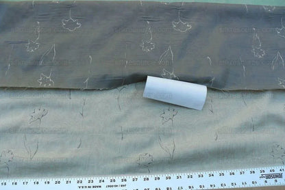 Scalamandre Grey Watkins Orissa Semi Sheer Platinum Silver Silk Double Organza Damask Tulip Wildflower MSRP USD 212/Y