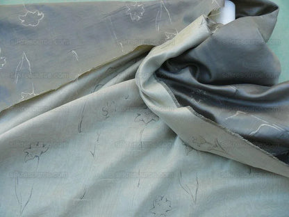 Scalamandre  Grey Watkins Orissa Semi Sheer Copper Silk Double Organza Damask Tulip Wildflower MSRP USD 212/Y