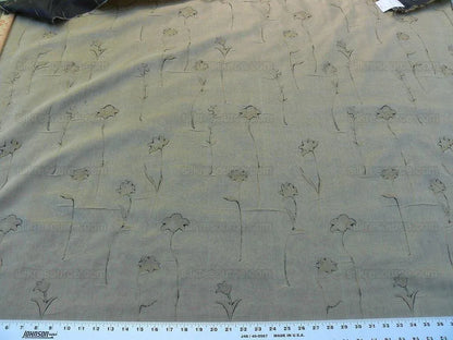 Scalamandre Grey Watkins Orissa Semi Sheer  Gold Silk Double Organza Damask Tulip Wildflower MSRP USD 212/Y