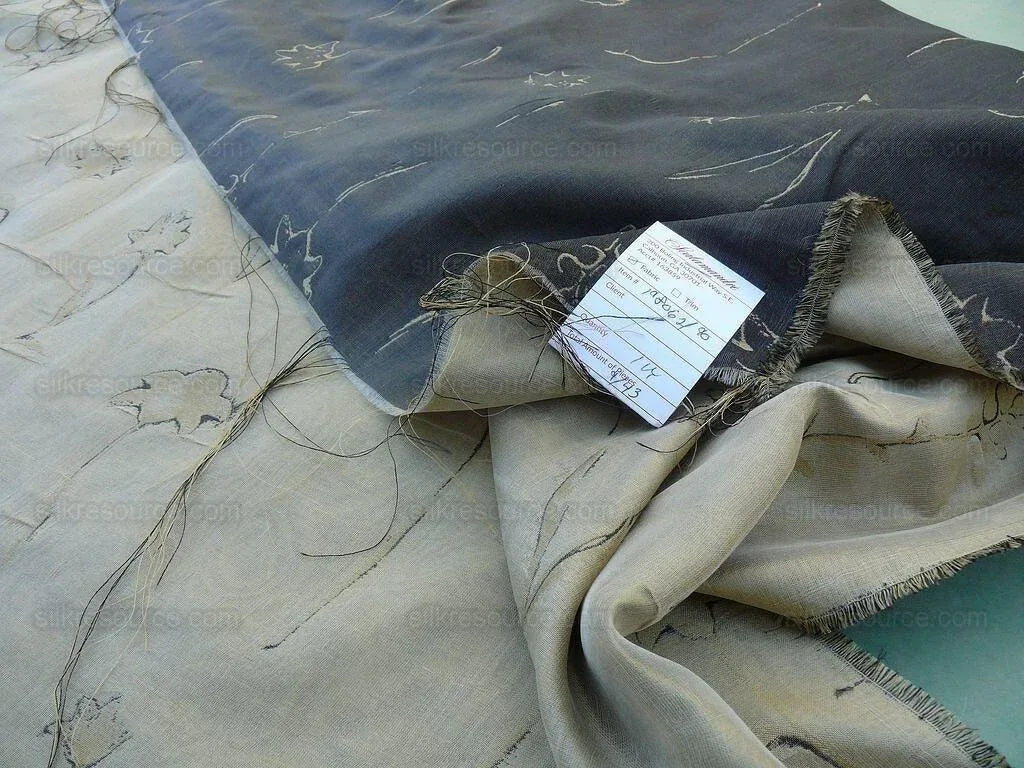 Scalamandre Grey Watkins Orissa Semi Sheer  Gold Silk Double Organza Damask Tulip Wildflower MSRP USD 212/Y