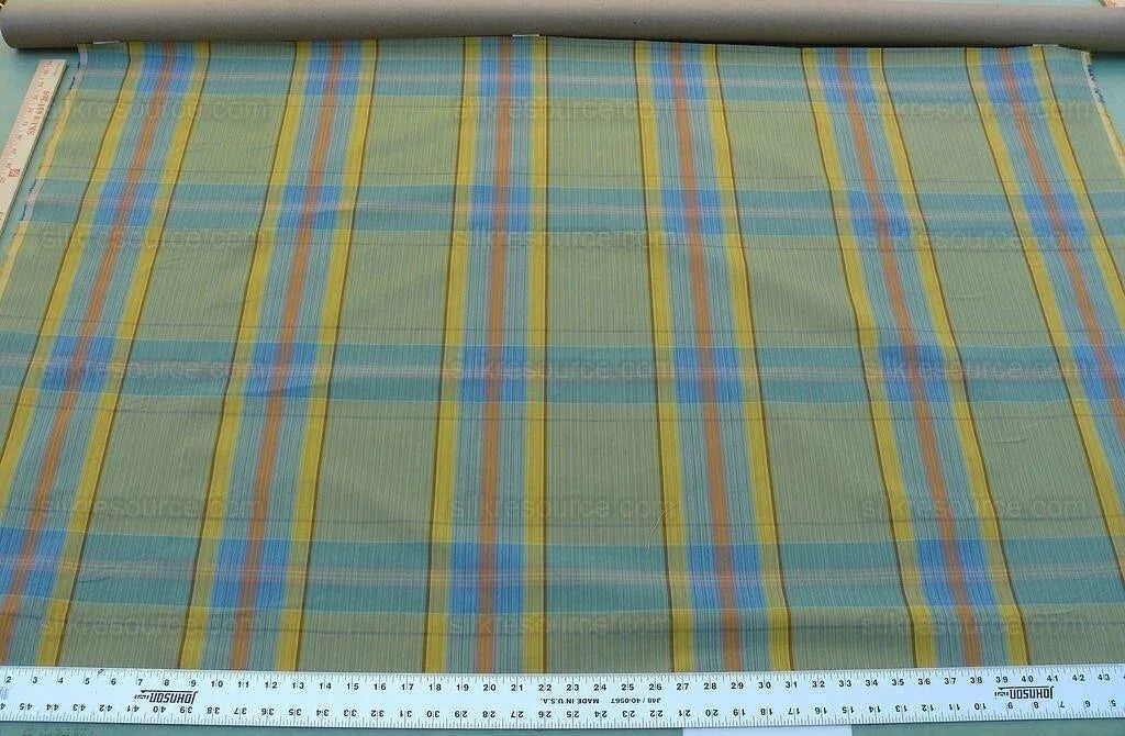 Scalamandre Riviera Plaid Fh Green/multi  Colorful Rainbow Mediterranean MSRP USD 216/Y
