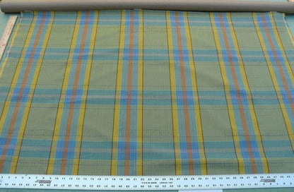Scalamandre Riviera Plaid Fh Green/multi  Colorful Rainbow Mediterranean MSRP USD 216/Y