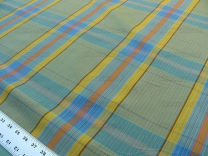 Scalamandre Riviera Plaid Fh Green/multi  Colorful Rainbow Mediterranean MSRP USD 216/Y