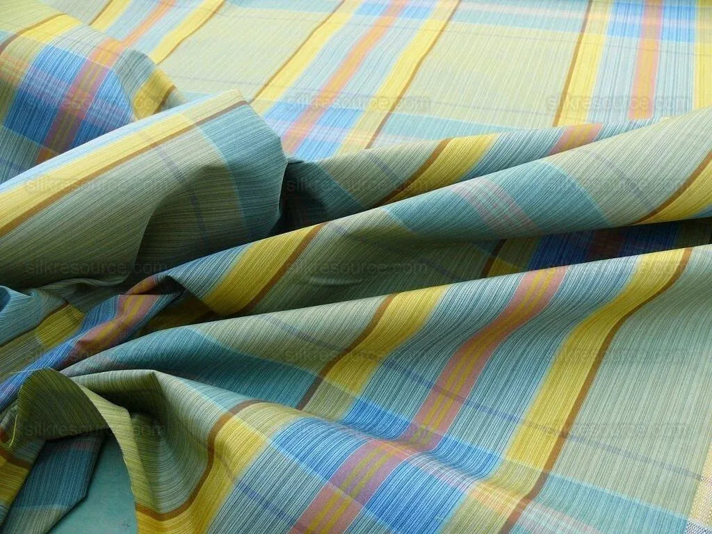 Scalamandre Riviera Plaid Fh Green/multi  Colorful Rainbow Mediterranean MSRP USD 216/Y