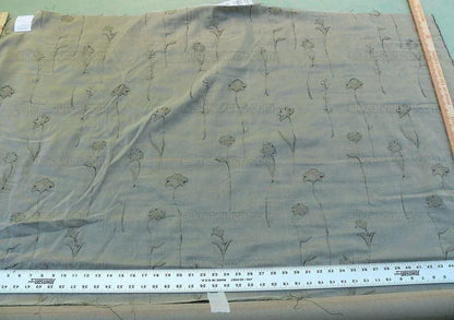 Scalamandre Grey Watkins Orissa Semi Sheer Pewter Silk Double Organza Damask Tulip Wildflower MSRP USD 212/Y