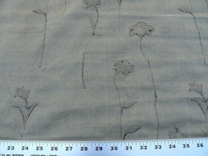 Scalamandre Grey Watkins Orissa Semi Sheer Pewter Silk Double Organza Damask Tulip Wildflower MSRP USD 212/Y