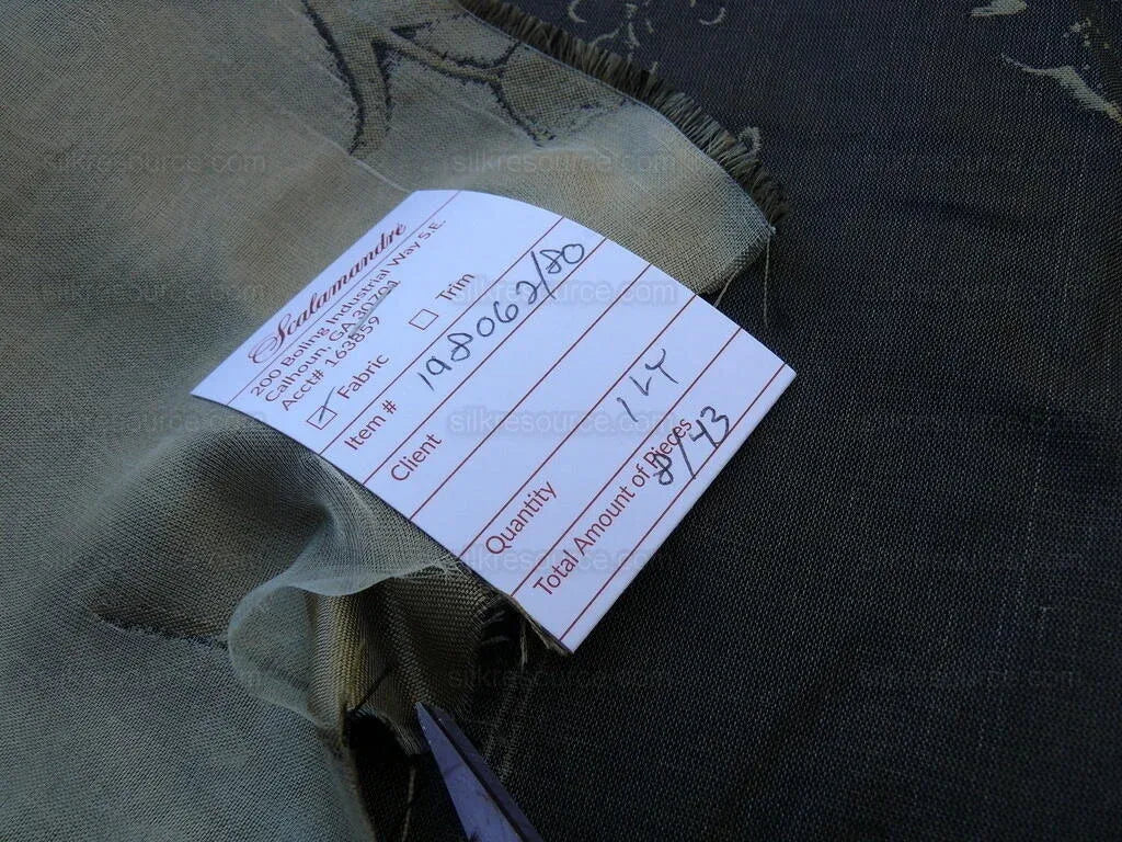 Scalamandre Grey Watkins Orissa Semi Sheer Pewter Silk Double Organza Damask Tulip Wildflower MSRP USD 212/Y