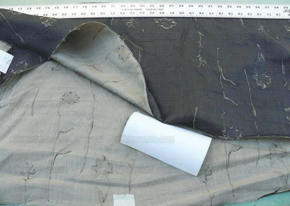 Scalamandre Grey Watkins Orissa Semi Sheer Pewter Silk Double Organza Damask Tulip Wildflower MSRP USD 212/Y