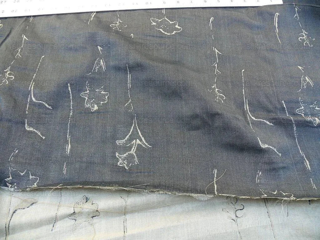 Scalamandre Grey Watkins Orissa Semi Sheer Pewter Silk Double Organza Damask Tulip Wildflower MSRP USD 212/Y