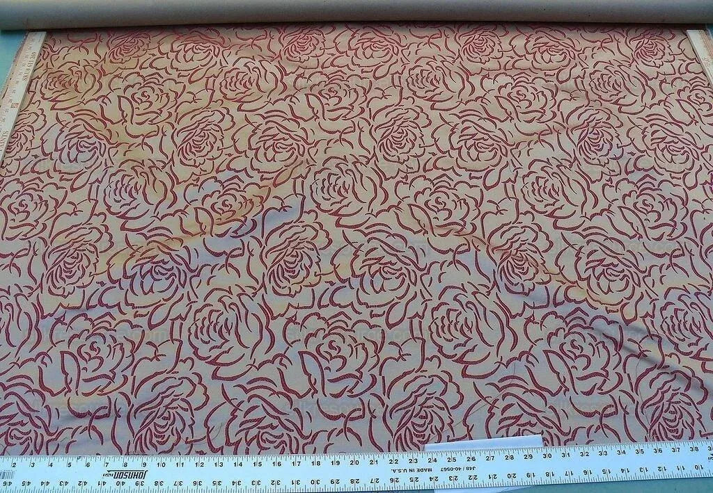Scalamandre Phoebe Red Silk Brocade Rose Matisse Drawing Flora MSRP USD 256