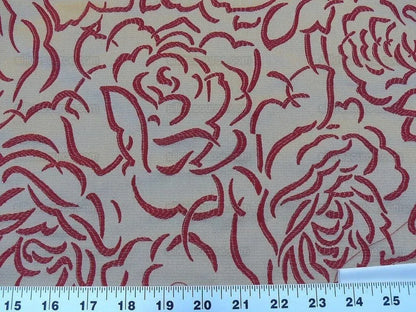 Scalamandre Phoebe Red Silk Brocade Rose Matisse Drawing Flora MSRP USD 256