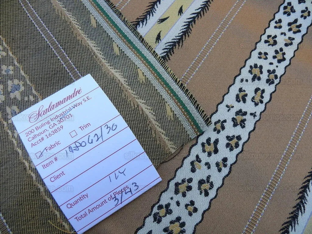 Scalamandre Francoise Tabby Animal Safari Skin and Paw Print Leopard Ermine Feather Stripe 100% Cotton