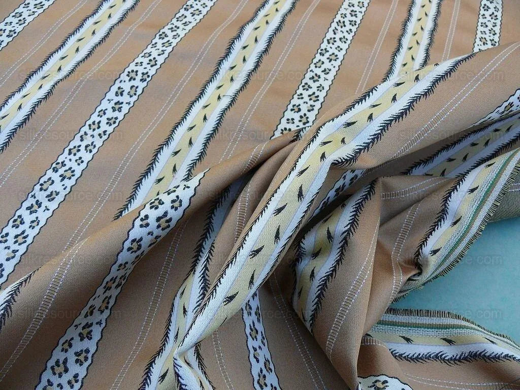 Scalamandre FRANCOISE TABBY ANIMAL SKIN & FEATHER STRIPE COTTON