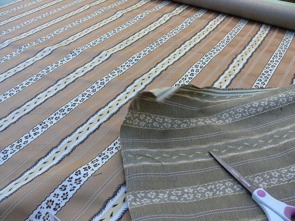 Scalamandre Francoise Tabby Animal Safari Skin and Paw Print Leopard Ermine Feather Stripe 100% Cotton