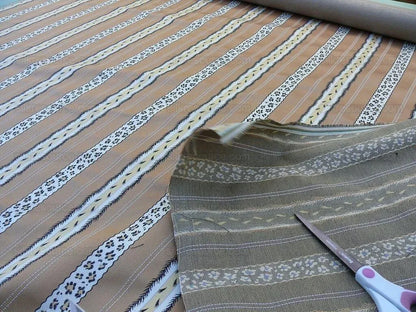 Scalamandre Francoise Tabby Animal Safari Skin and Paw Print Leopard Ermine Feather Stripe 100% Cotton