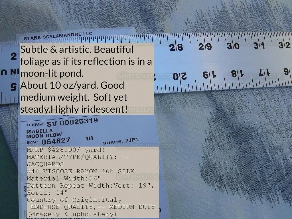 Scalamandre Isabella Moon Glow Foliage Silk Lampas MSRP USD 428/Y