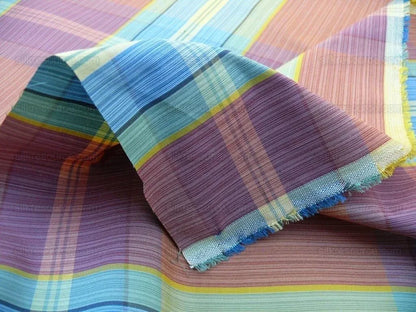 Scalamandre Riviera Plaid Fh Rose/multi  Colorful Rainbow Mediterranean MSRP USD 216/Y