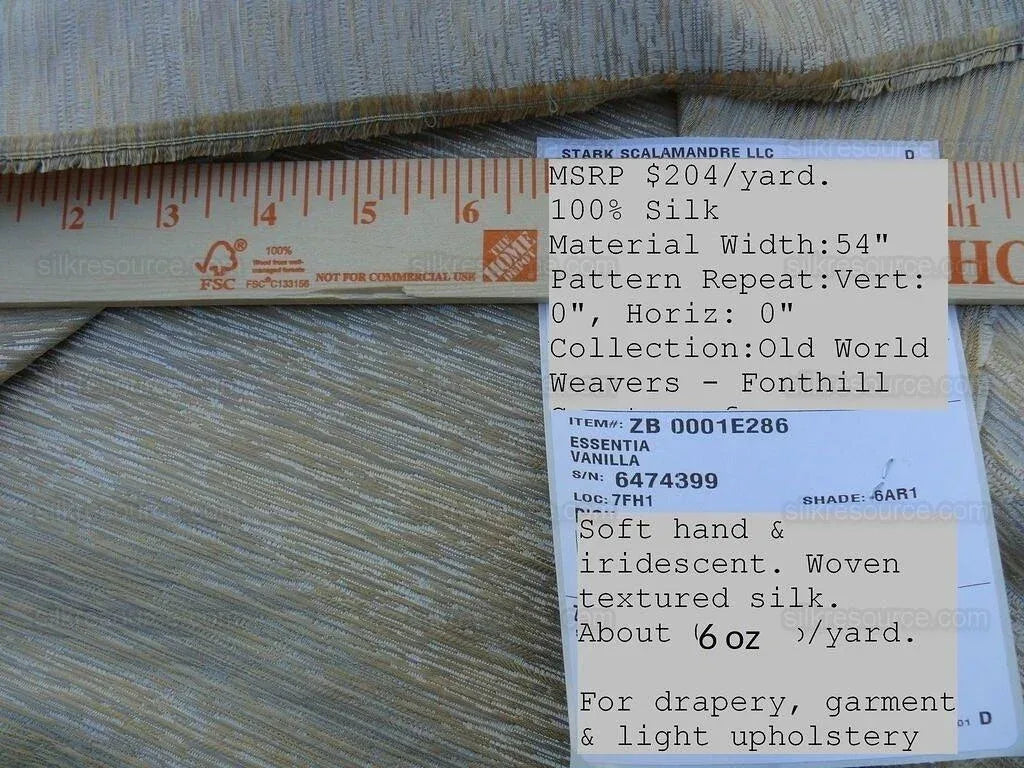 Scalamandre Essentia Vanilla Textured Silk Old World Weavers MSRP USD 204/y