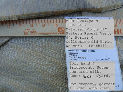 Scalamandre Essentia Vanilla Textured Silk Old World Weavers MSRP USD 204/y