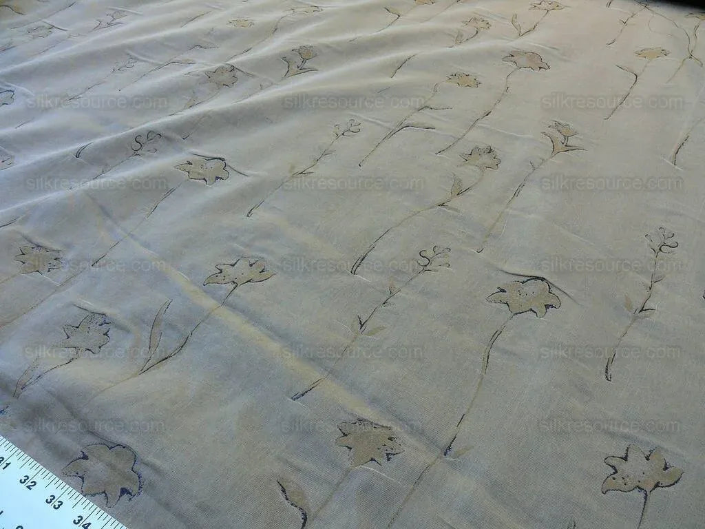 Scalamandre  Grey Watkins Orissa Semi Sheer Copper Silk Double Organza Damask Tulip Wildflower MSRP USD 212/Y