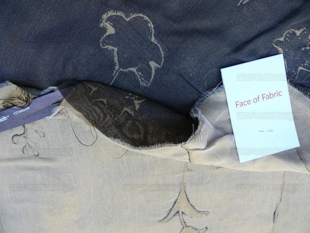 Scalamandre  Grey Watkins Orissa Semi Sheer Copper Silk Double Organza Damask Tulip Wildflower MSRP USD 212/Y