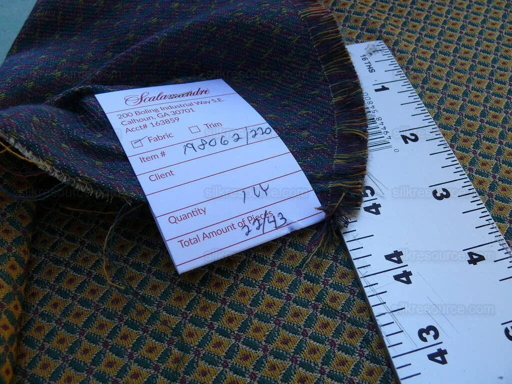 Scalamandre Bramuccio Teal &amp; Red Gold Small Lattice Diamond Peacock MSRP USD180/Y