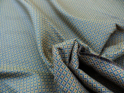 Scalamandre Bramuccio Teal &amp; Red Gold Small Lattice Diamond Peacock MSRP USD180/Y