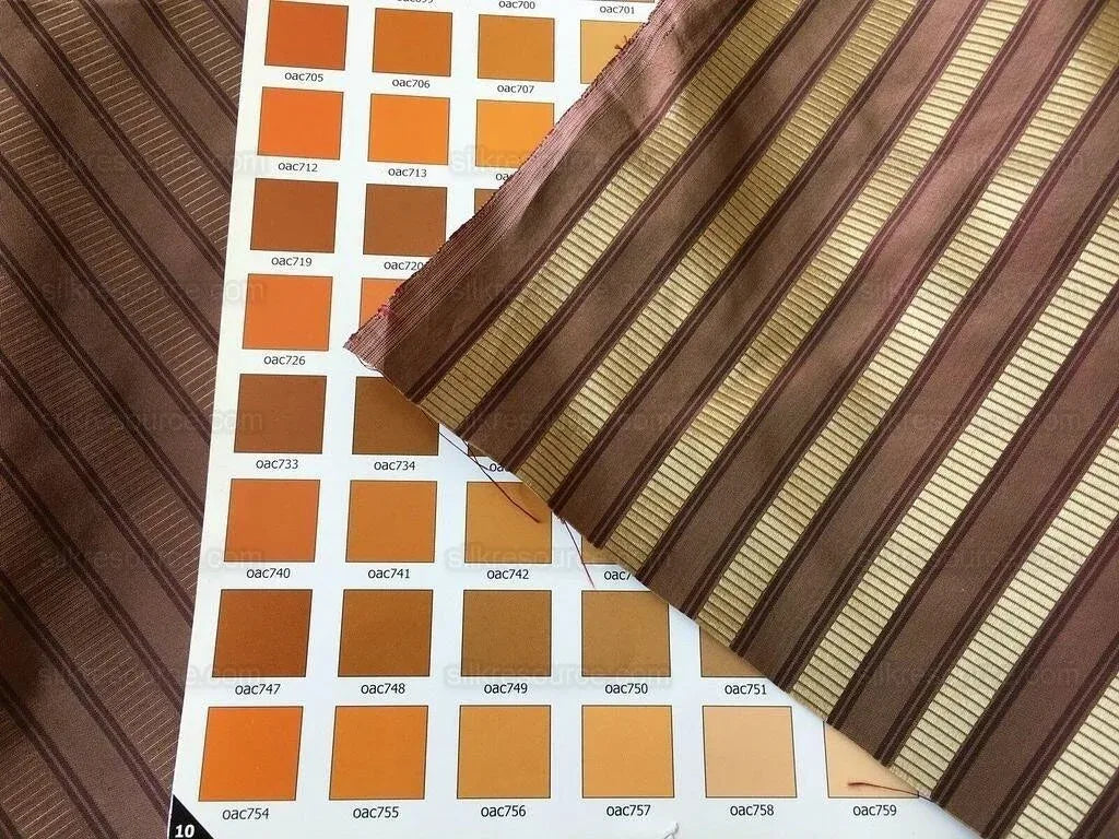 Scalamandre 100%silk Shirred Stripe Deep Red Walnut Silver MSRP USD 363/y