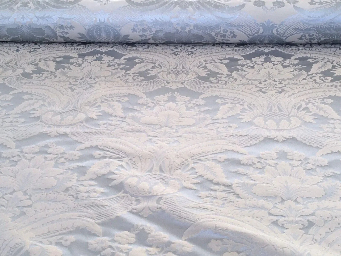 Silk Damask Classic Renaissance Sky Blue High End