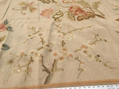 Stark Hand Made Needlepoint Beige Lotus Peony Winter Plum Lily Rug 16'10x11'10" MSRP USD 18,000+