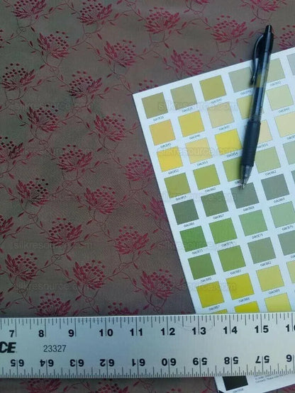 Bty Scalamandre Vanessa 100% Silk Lampas Petit Flower Red Green MSRP USD 288/Y