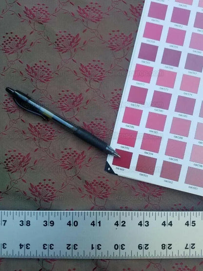 Bty Scalamandre Vanessa 100% Silk Lampas Petit Flower Red Green MSRP USD 288/Y