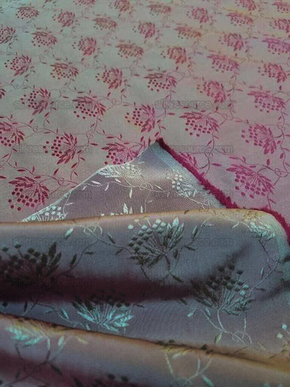 By yard Scalamandre Vanessa 100% Silk Lampas Petit Flower Red Green MSRP USD 288/Y