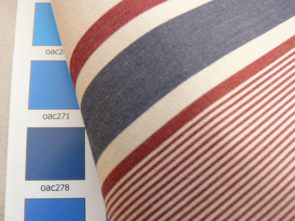 By Yd Lee Jofa Milanese Stripe Garnet Red Blue on White Federal Tricolor Cotton MSRP USD 200+