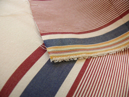 By Yd Lee Jofa Milanese Stripe Garnet Red Blue on White Federal Tricolor Cotton MSRP USD 200+