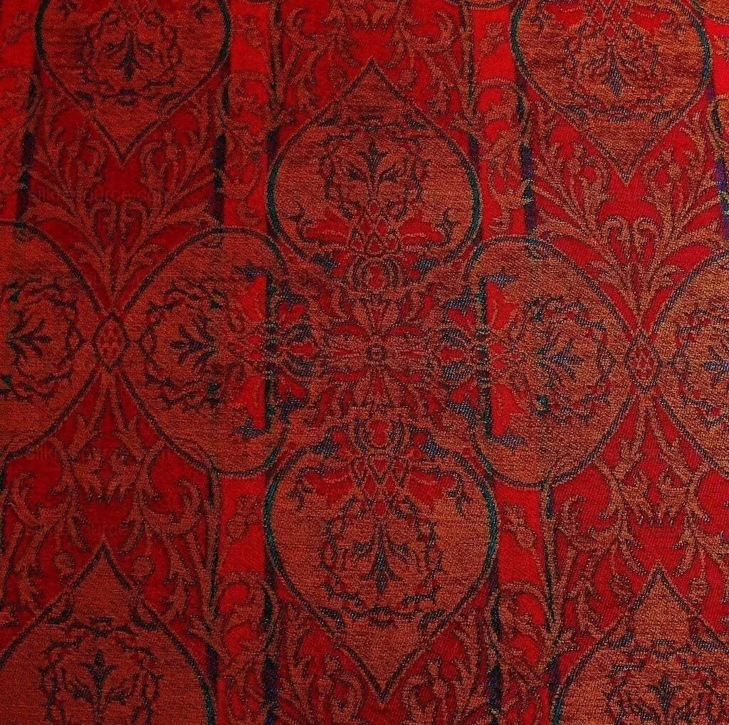 BY YD LEE JOFA GLENEAGLE DAMASK "GARNET" RED GOTHIC MEDALLION