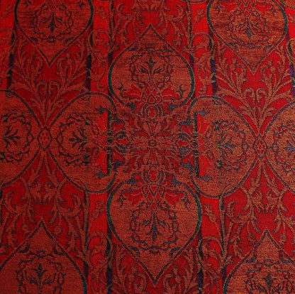 BY YD LEE JOFA GLENEAGLE DAMASK "GARNET" RED GOTHIC MEDALLION