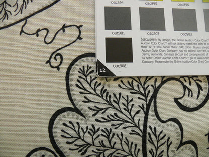 Bty Scalamandre Wallace Linen Print Charcoal Grey On Eggshell Pale Yellow Chintz From Uk MSRP USD 160/y