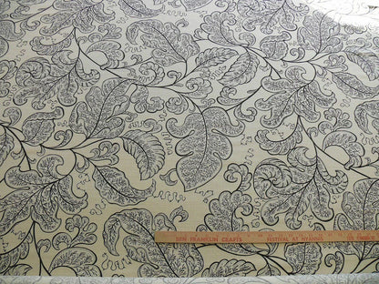 Bty Scalamandre Wallace Linen Print Charcoal Grey On Eggshell Pale Yellow Chintz From Uk MSRP USD 160/y