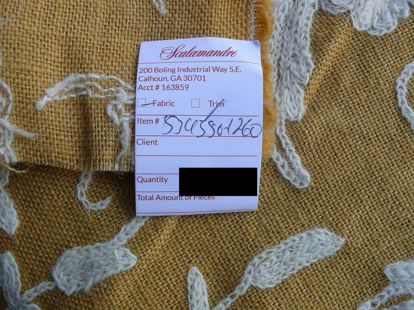 By Yd Old World Weavers Scalamandre Balik Gold Wool Crewel On Jute White on Golden Yellow MSRP USD 304/Y